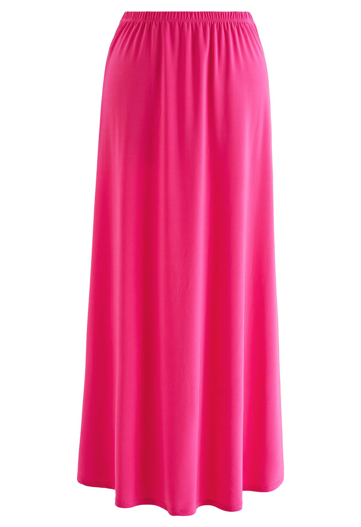 Solid Color Comfy Maxi Skirt in Hot Pink