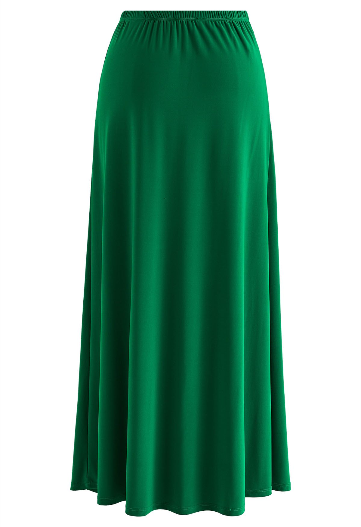 Solid Color Comfy Maxi Skirt in Green