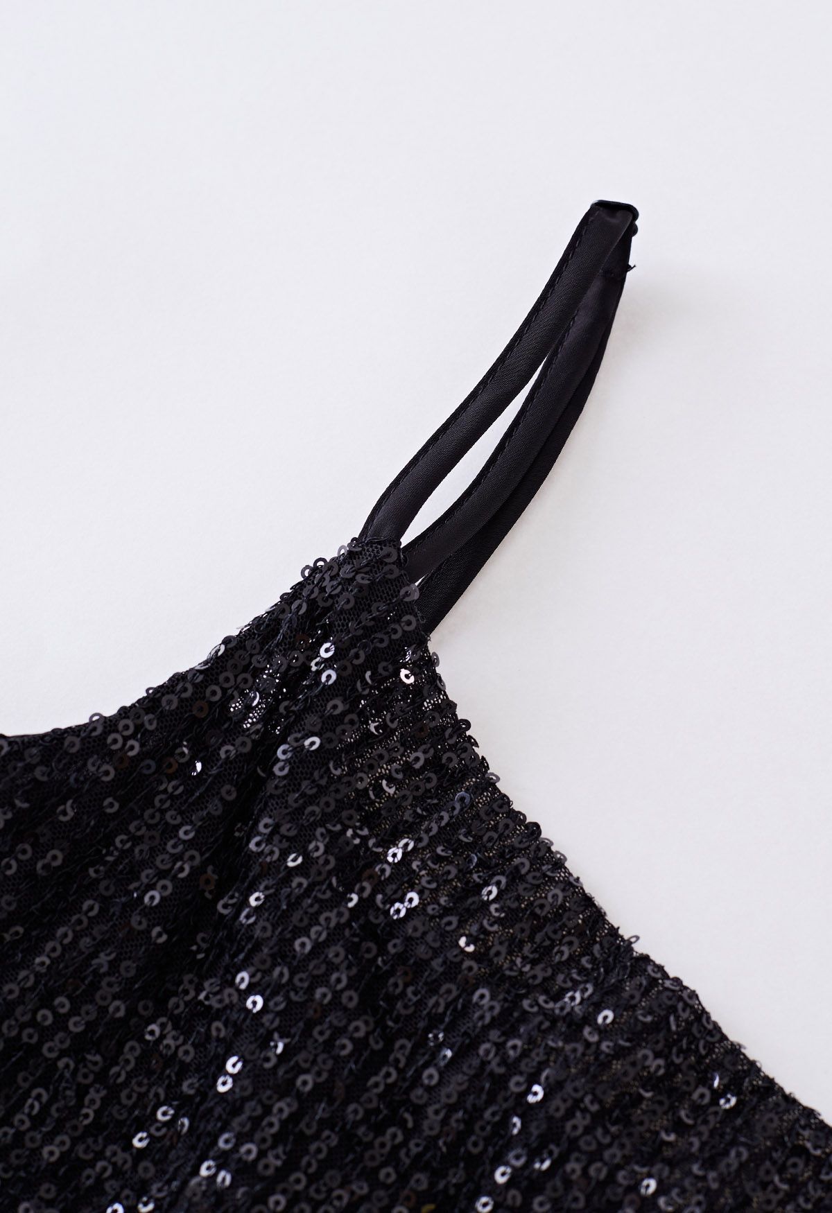 Cowl Neck Sequined Cami Top in Black