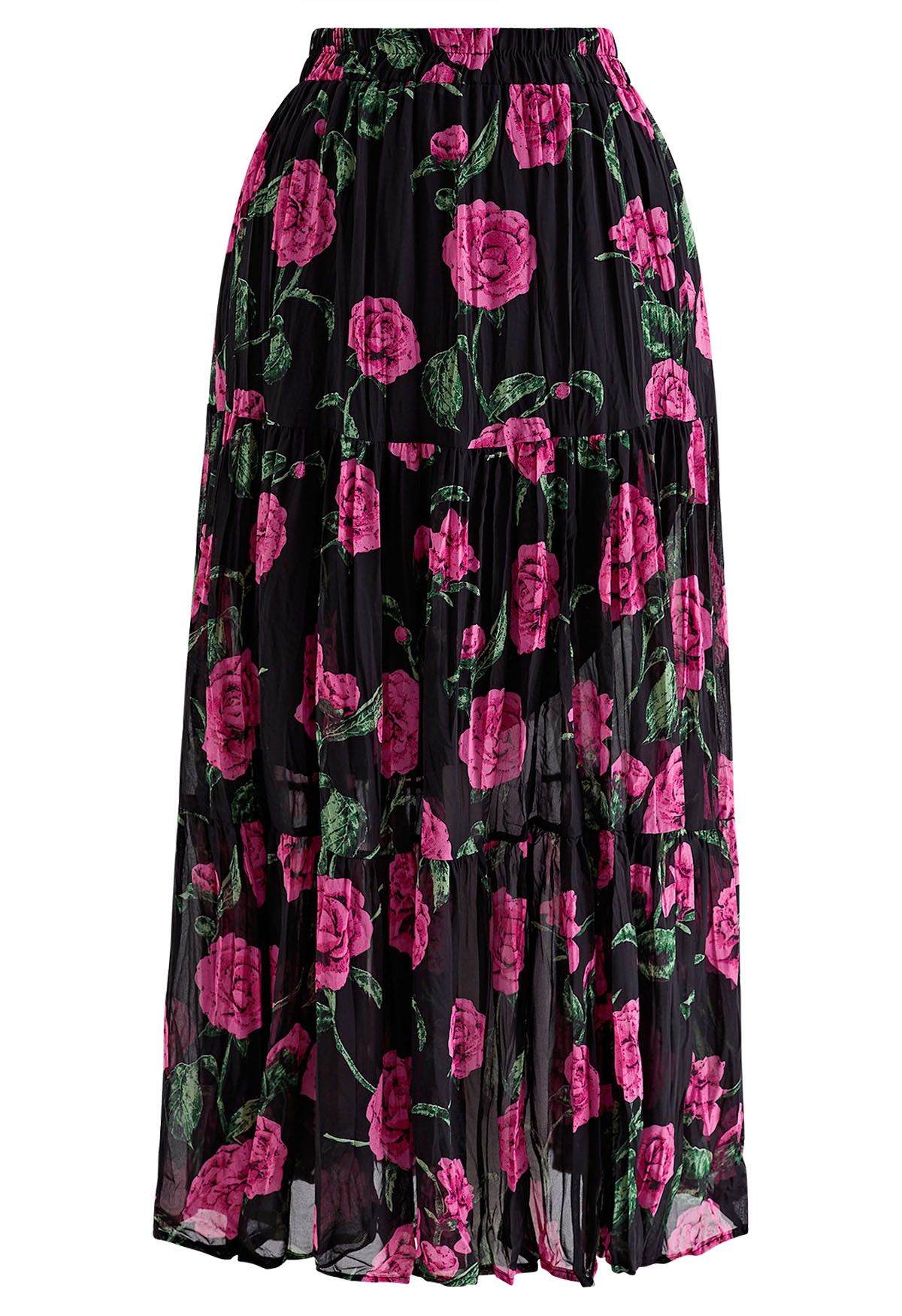 Chiffon maxi 2024 skirt black