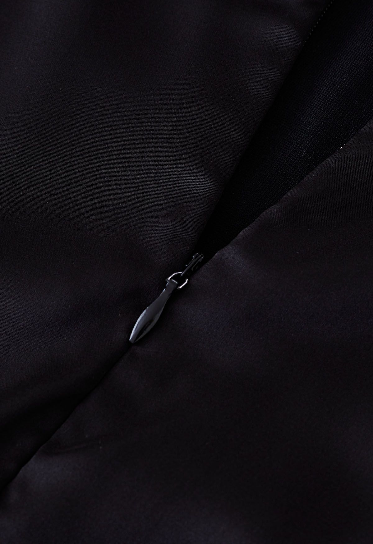 Satin Asymmetric Ruched Neckline Sleeveless Playsuit in Black