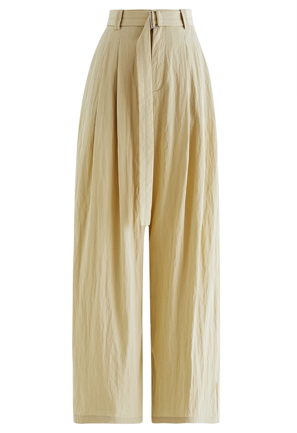 Drape Belt Side Pocket Straight-Leg Pants in Mustard