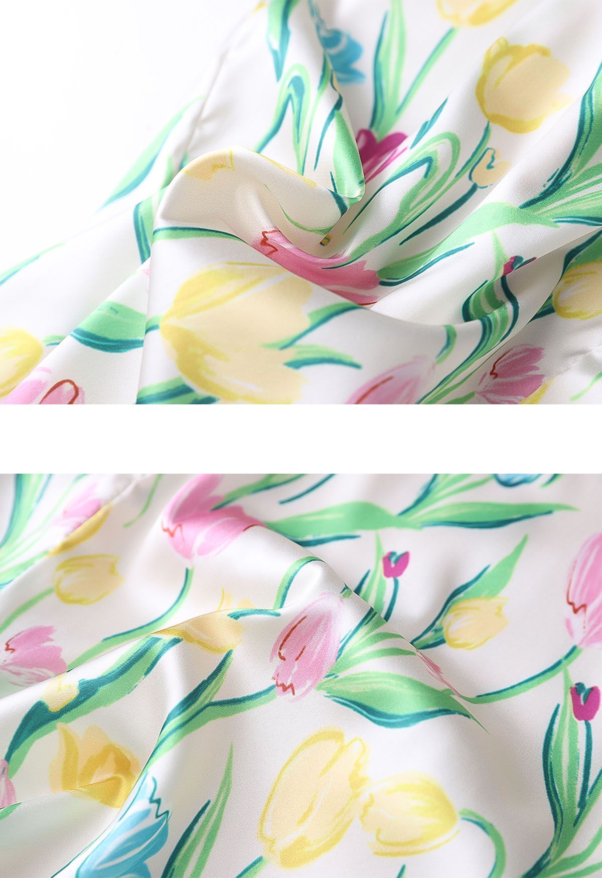 Watercolor Tulip Print Satin Cami Dress