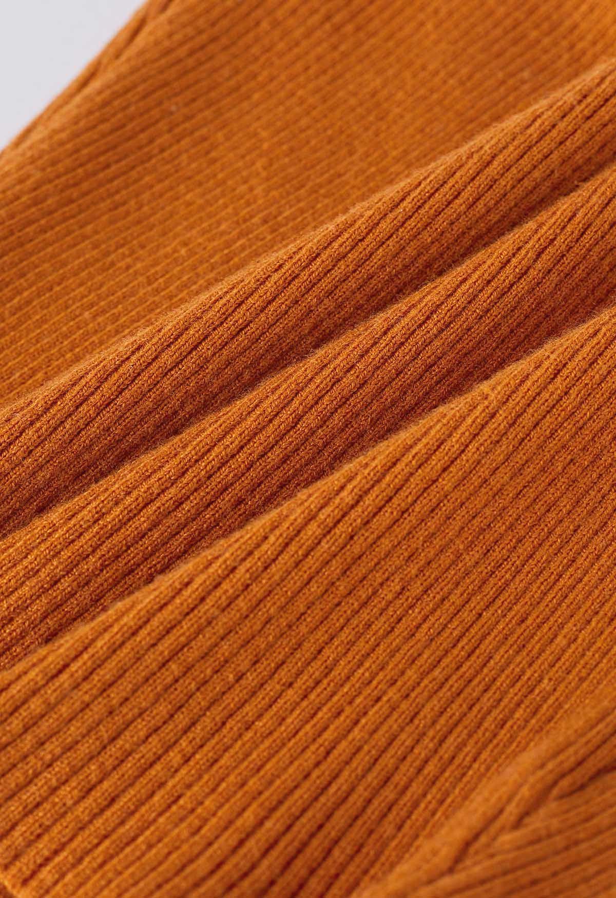 Criss Cross Straps Halter Knit Top in Orange