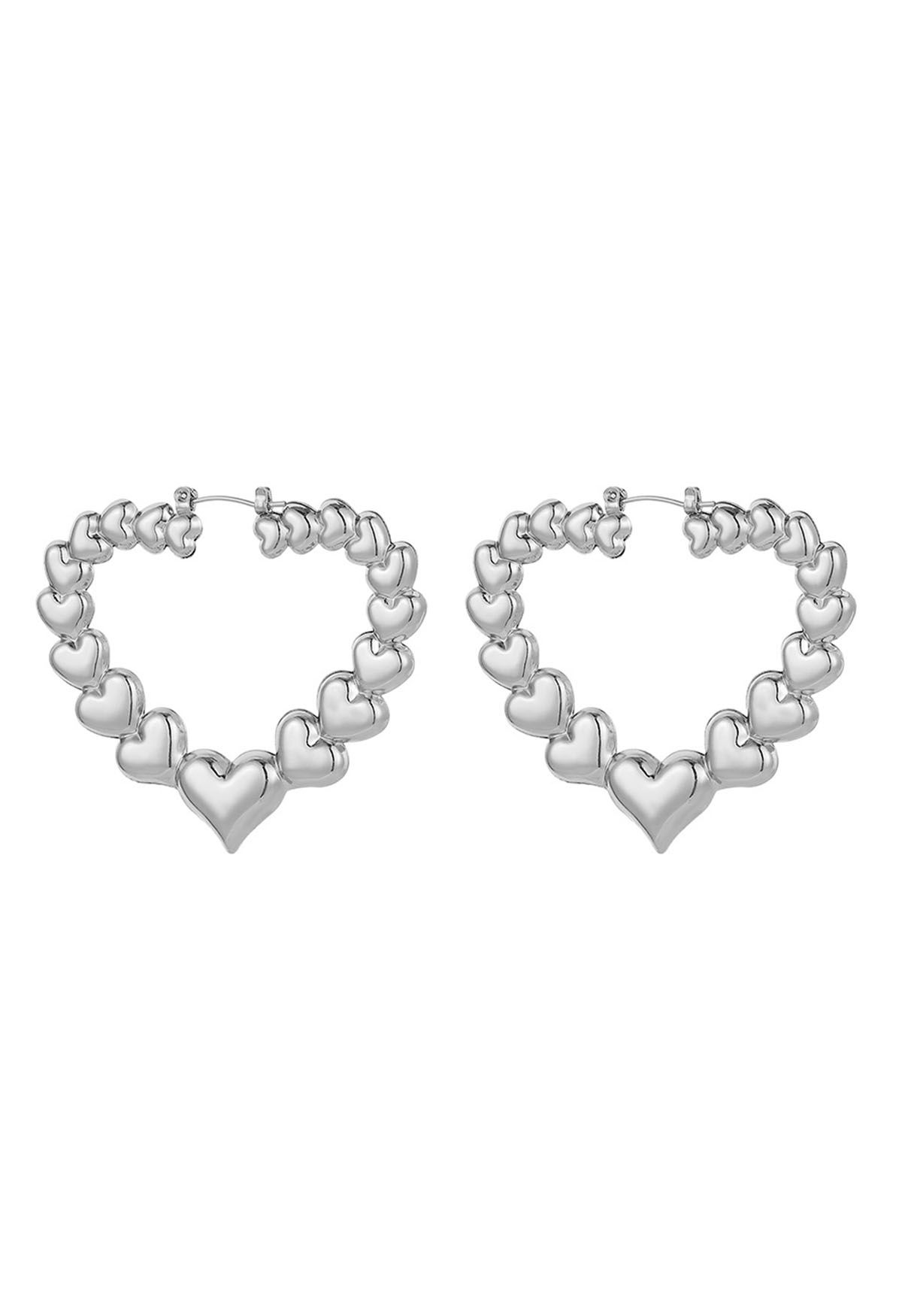 Hollow Out Metal Heart Earrings in Silver
