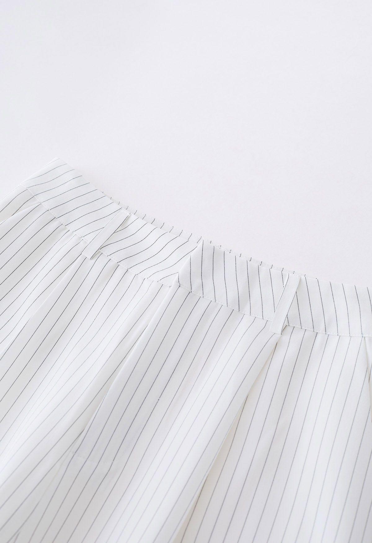 Vertical Stripe Straight-Leg Pants in White