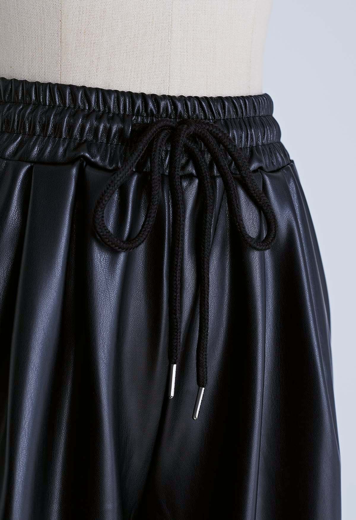 Faux Leather Straight-Leg Pants