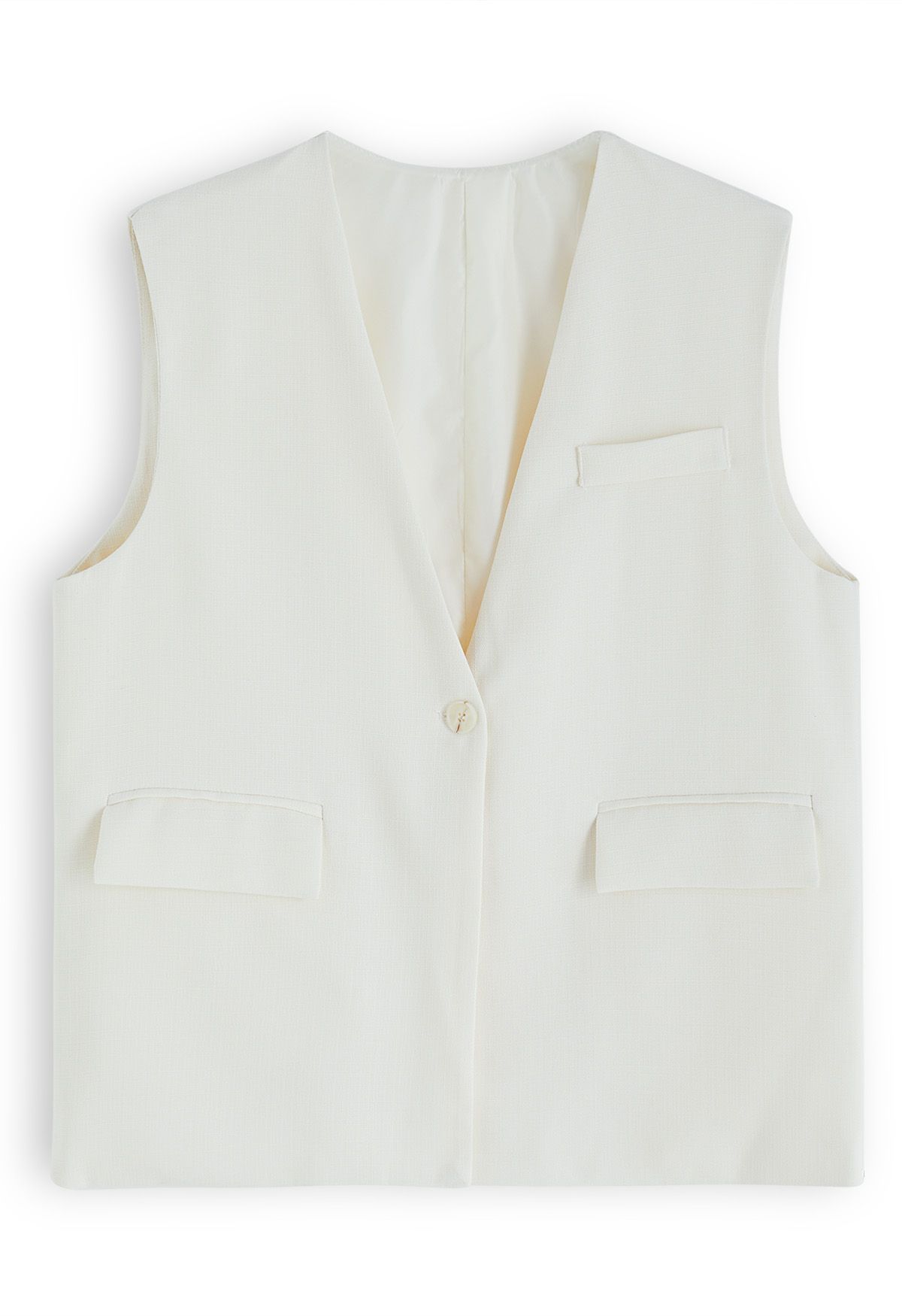 Flap Pocket Vest Blazer in Ivory