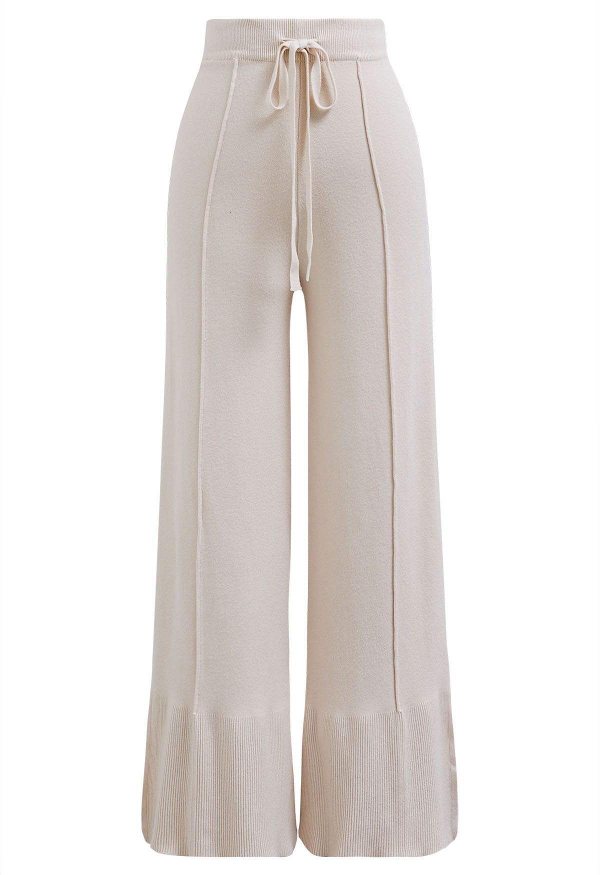 Seam Line Soft Knit Pants in Oatmeal