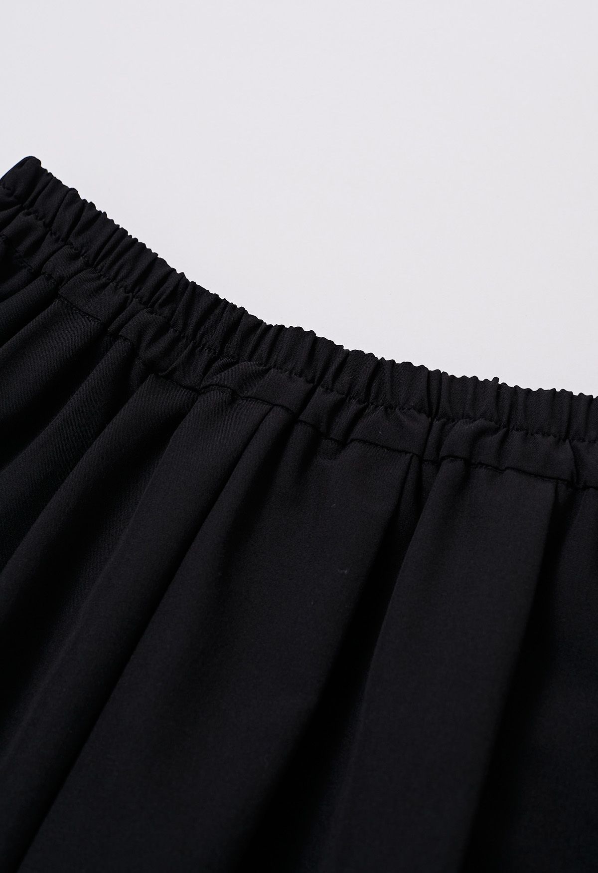 Button Decorated Pleated A-Line Skirt in Black