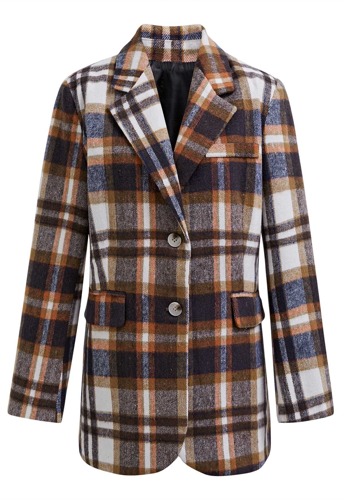 Charm Overload Brown Plaid Blazer