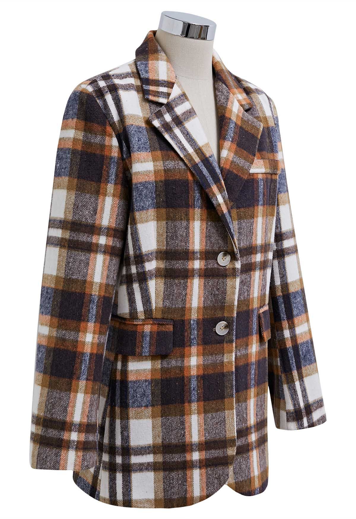 Charm Overload Brown Plaid Blazer