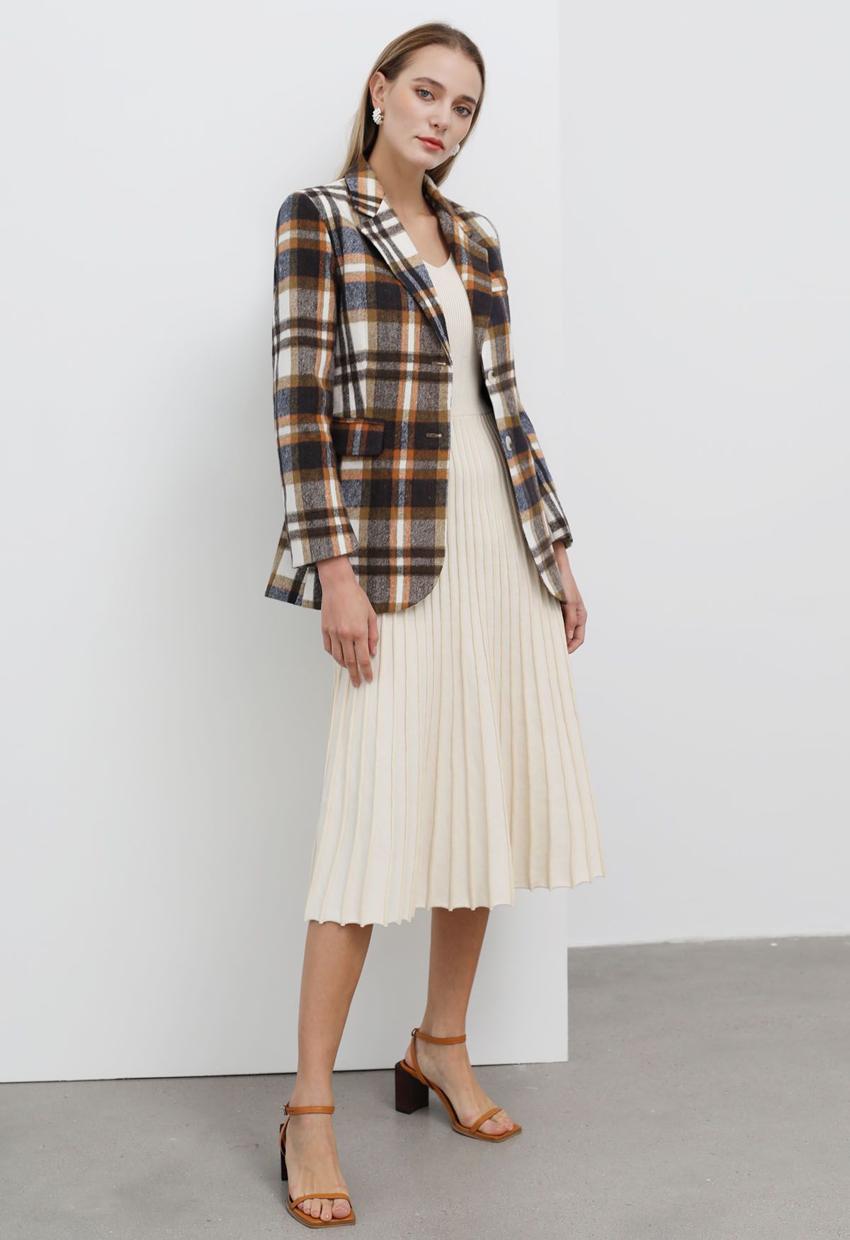 Charm Overload Brown Plaid Blazer