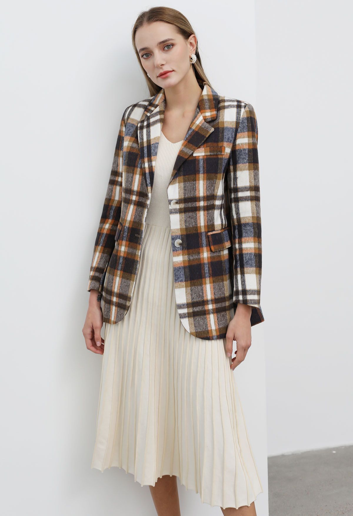 Charm Overload Brown Plaid Blazer