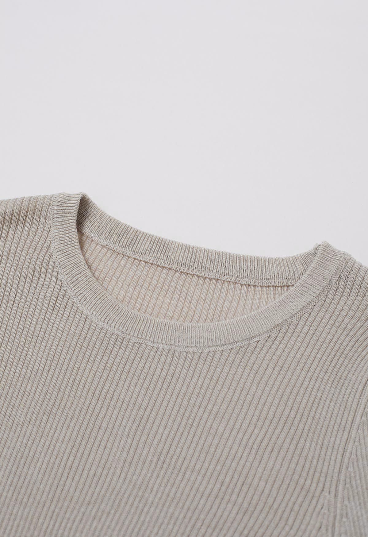 Side Drawstring Long Sleeves Crop Top in Linen