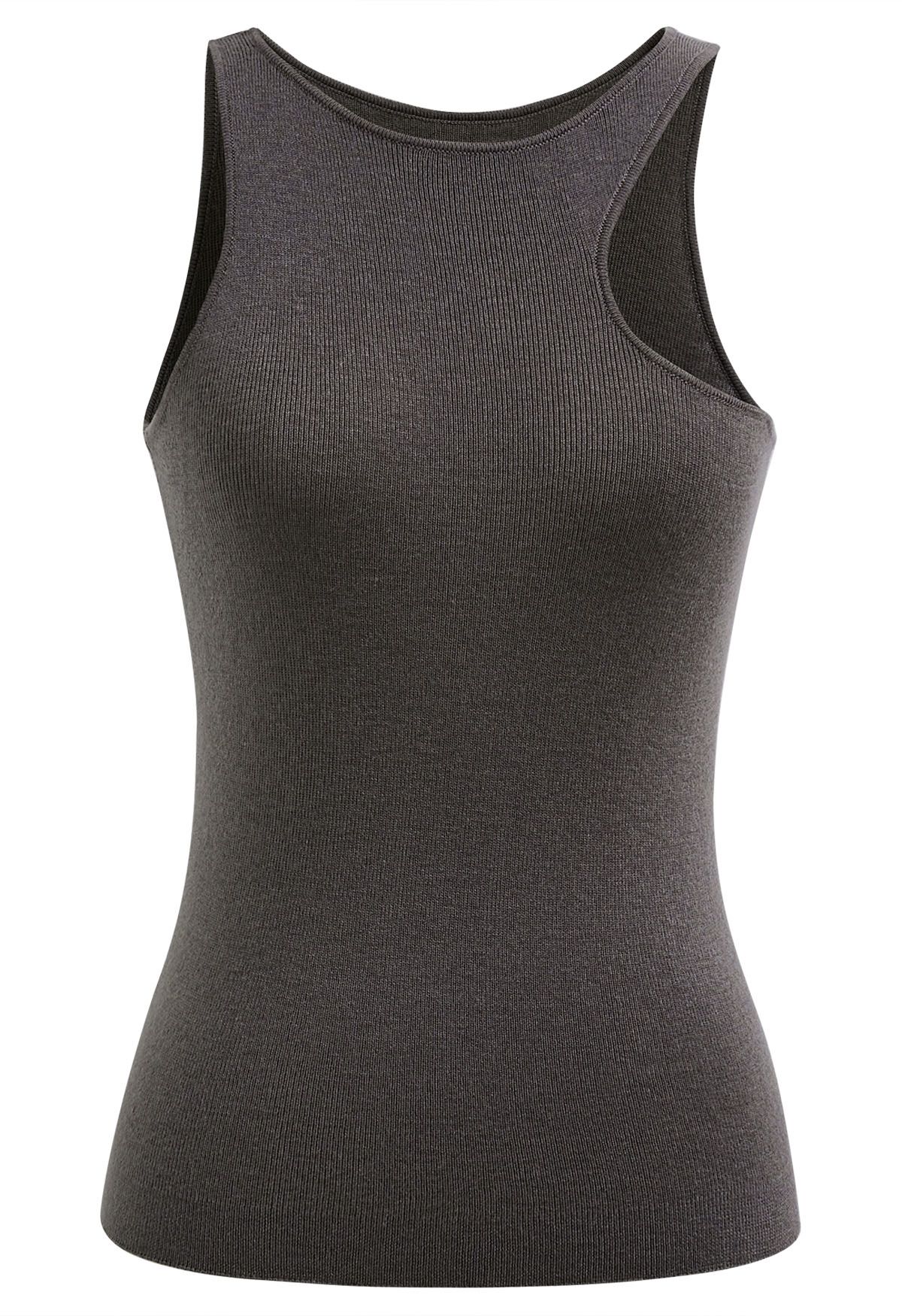 Chic Impression Knit Tank Top in Smoke