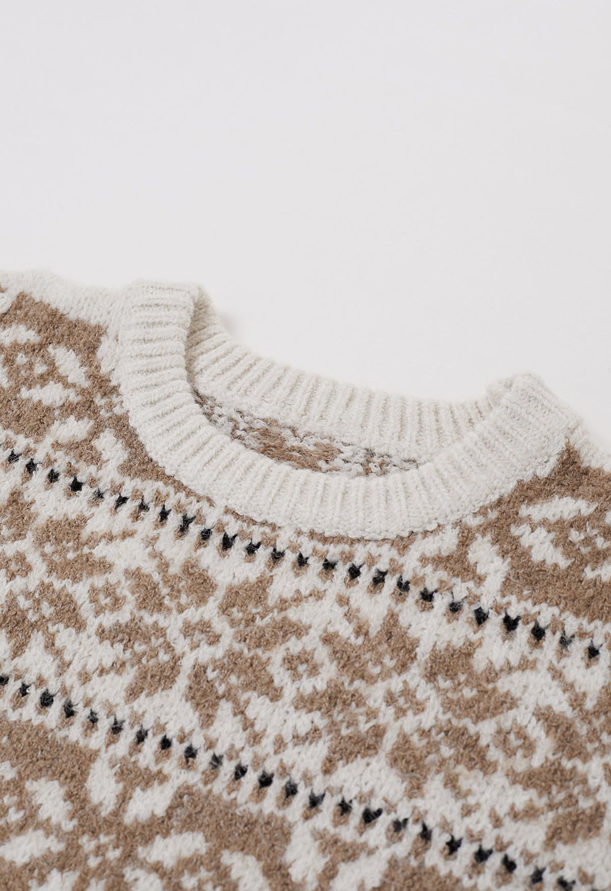 Retro Fair Isle Contrast Jacquard Knit Sweater