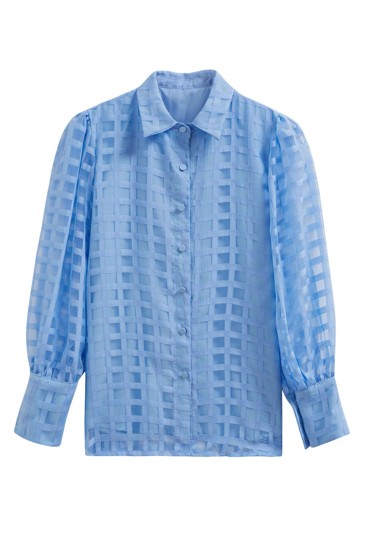 Check Pattern Button Down Shirt in Blue