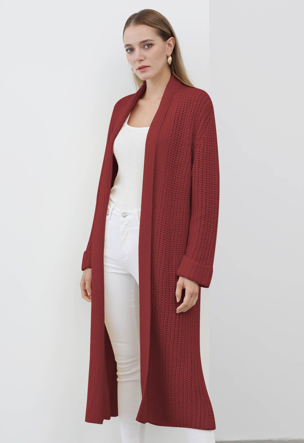 Maroon open front clearance cardigan