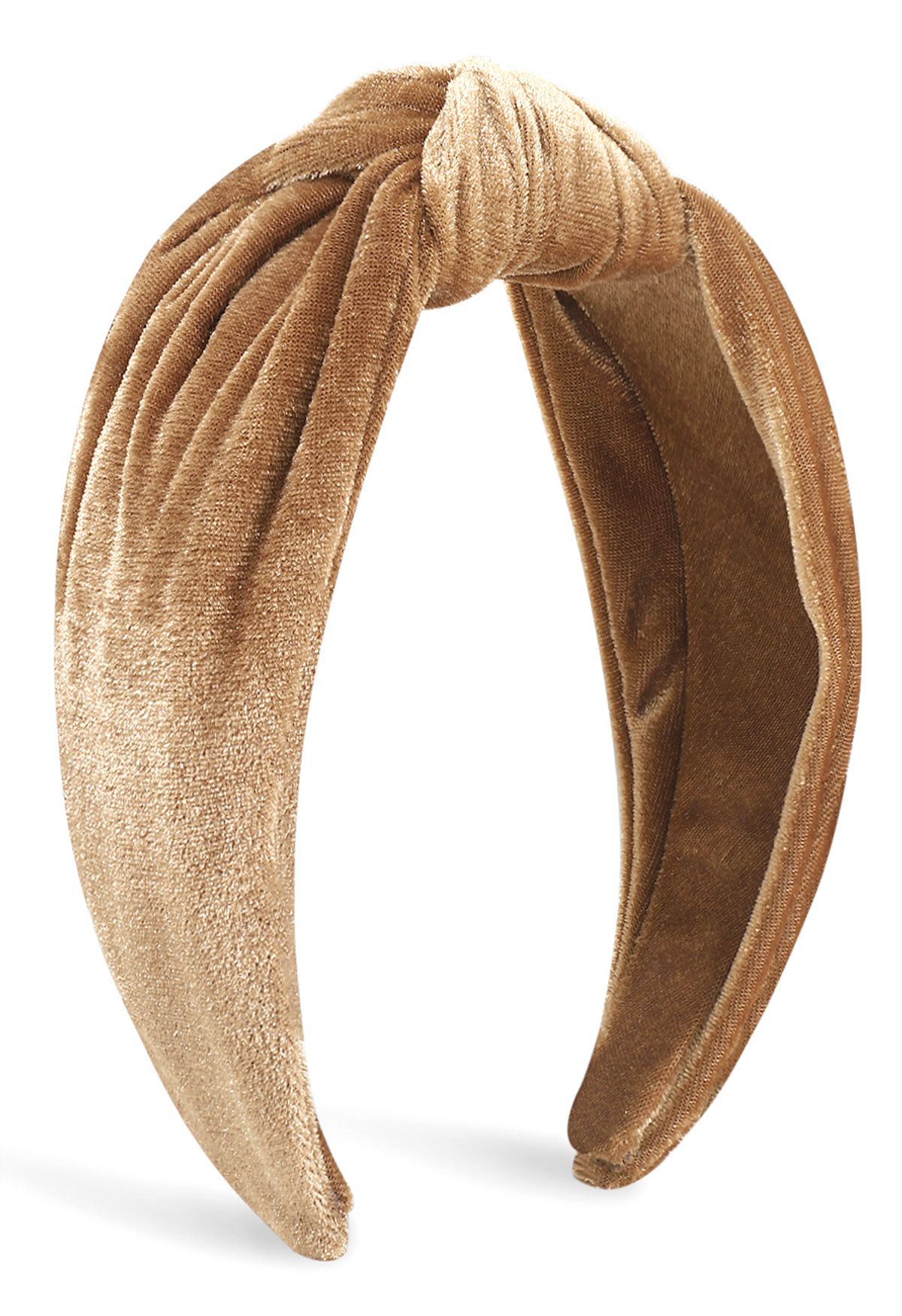Sleeky Knotted Velvet Headband in Khaki
