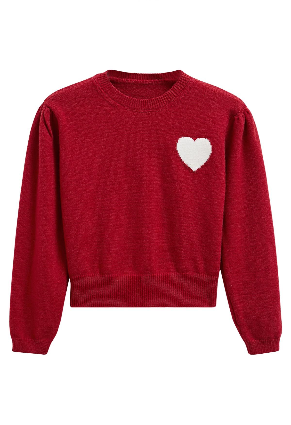 Sweet Heart Cozy Knit Sweater in Red