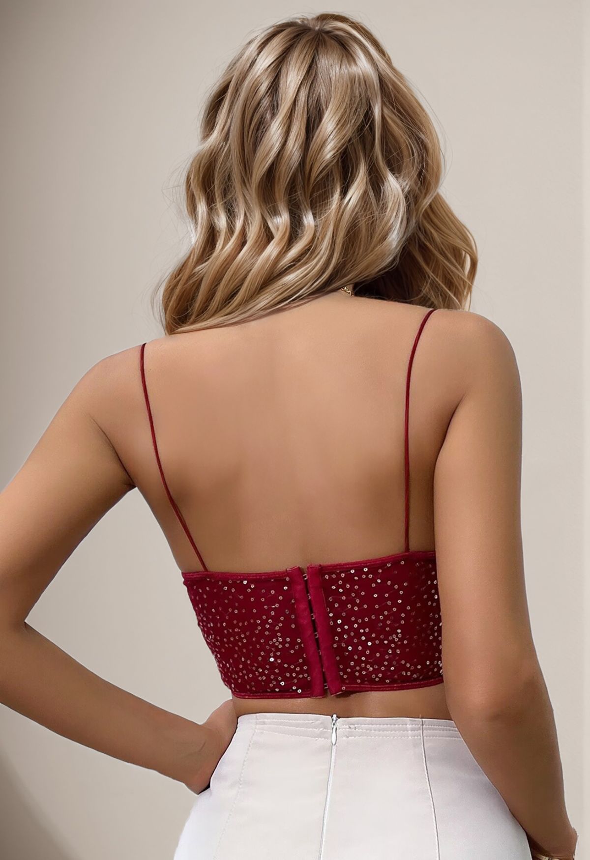 Sequin Embroidered Corset Bustier Top in Burgundy - Retro, Indie and Unique  Fashion