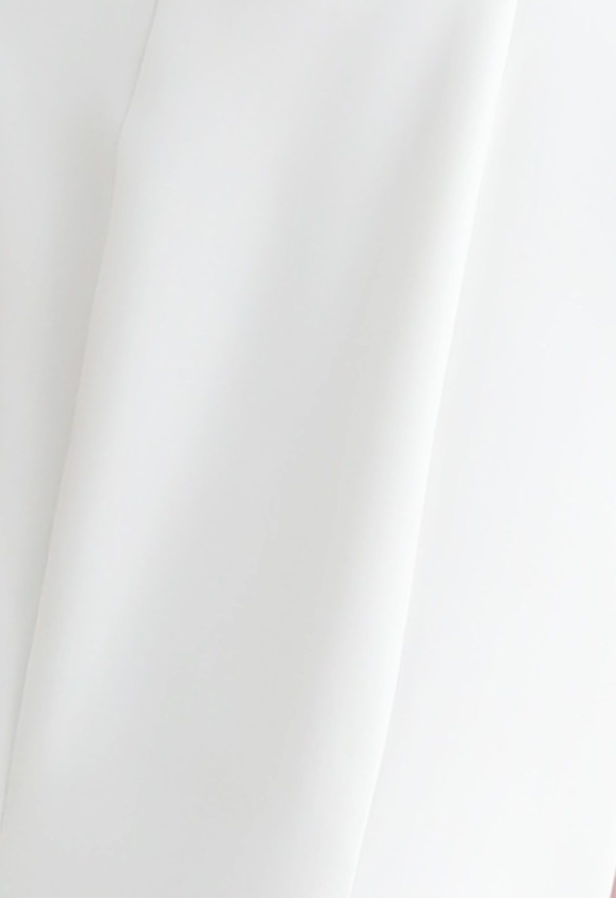 Feather Trim Neckline Slit Gown in White