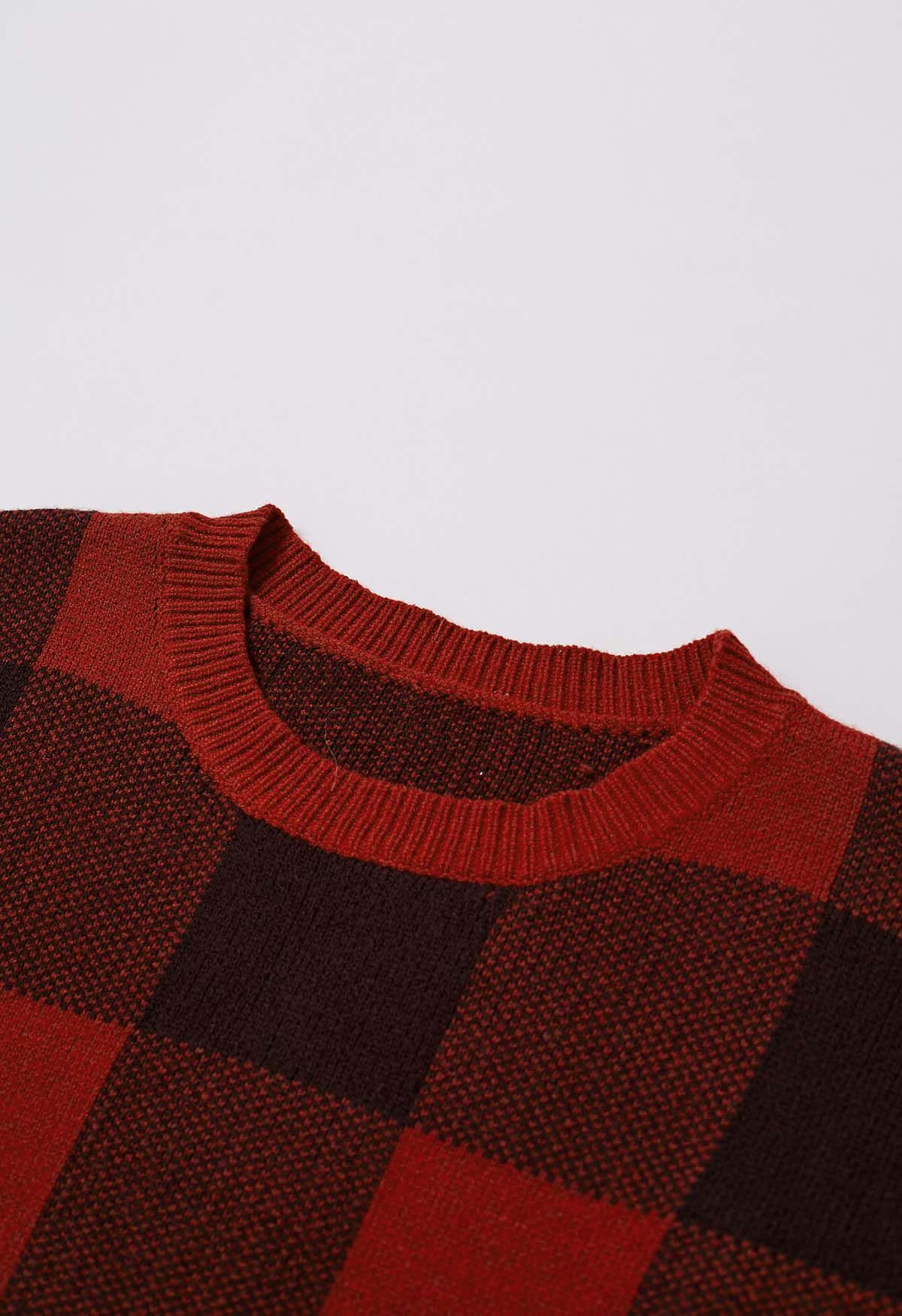 Vogue Check Pattern Knit Sweater