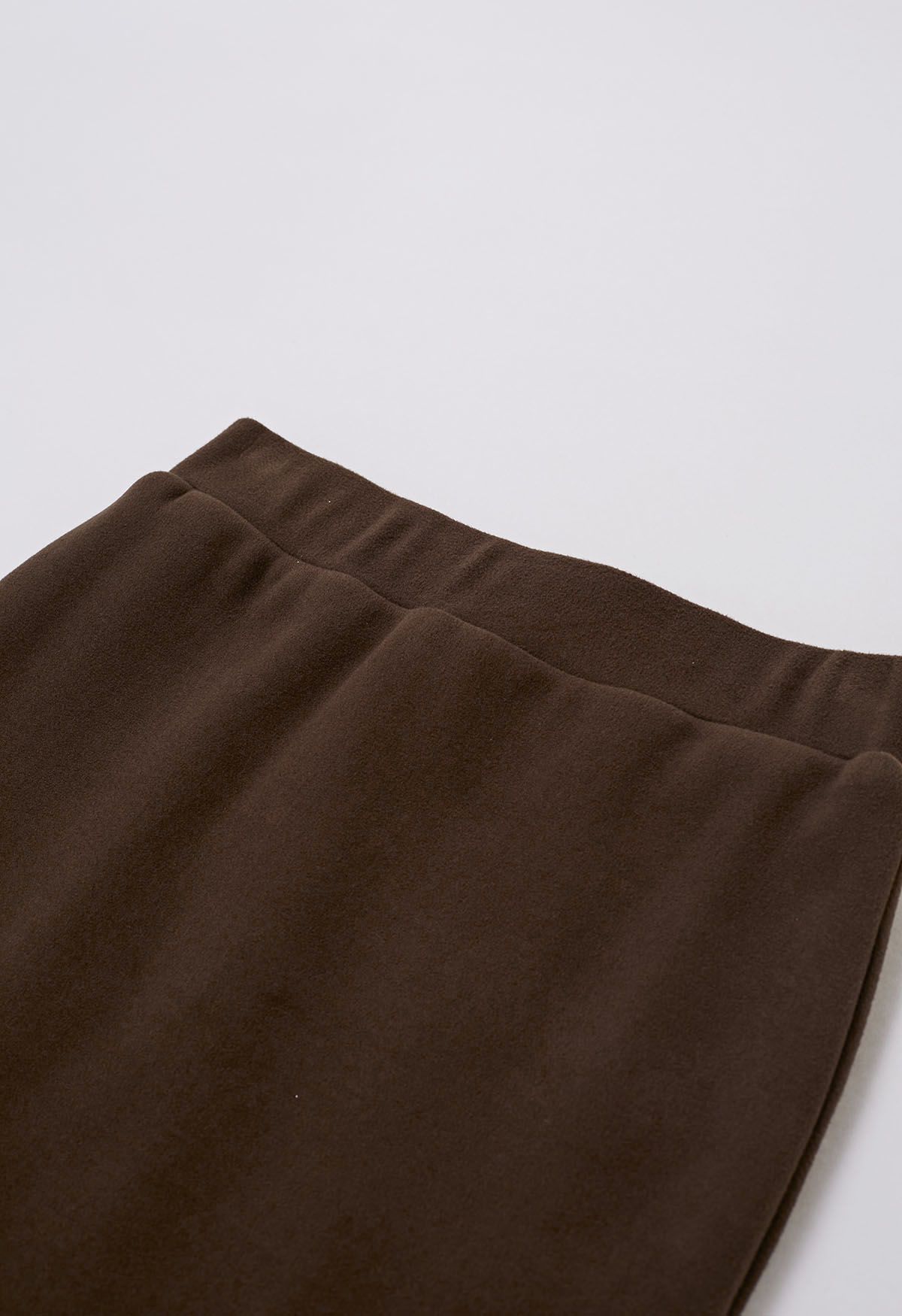 Elastic Waist Chunky Flap Mermaid Skirt in Brown