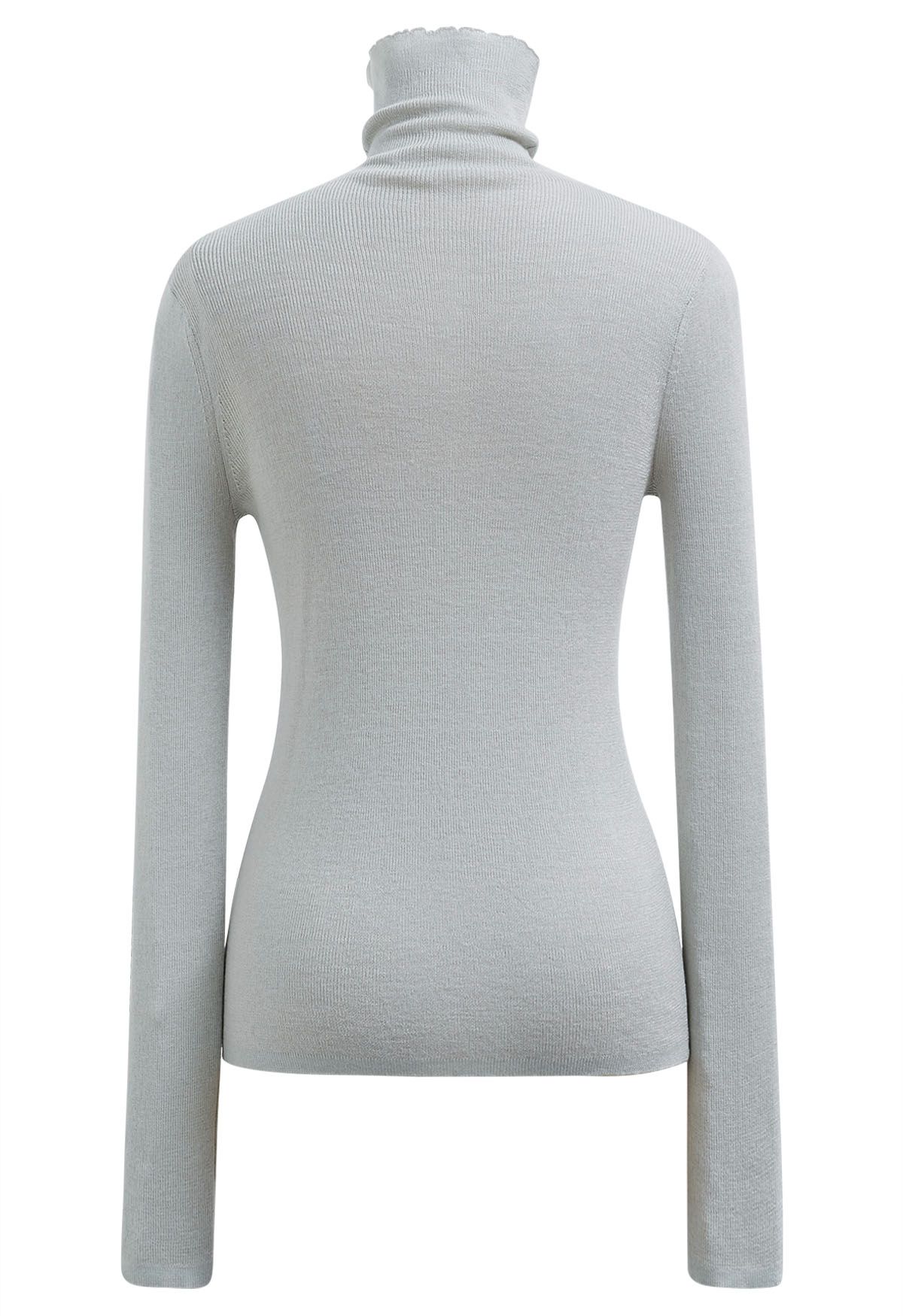 Basic High Neck Soft Knit Top in Mint