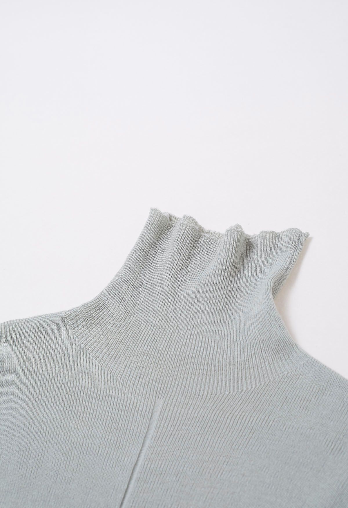 Basic High Neck Soft Knit Top in Mint