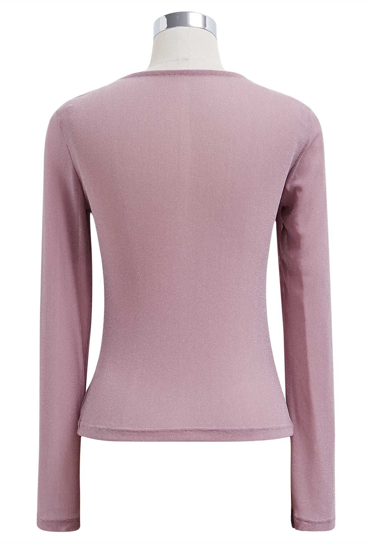 Shimmering Sweetheart Neck Ruched Front Top in Lilac