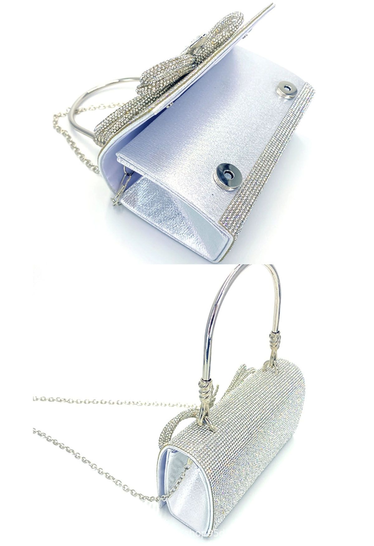 Lavish Butterfly Rhinestone Handbag in Silver