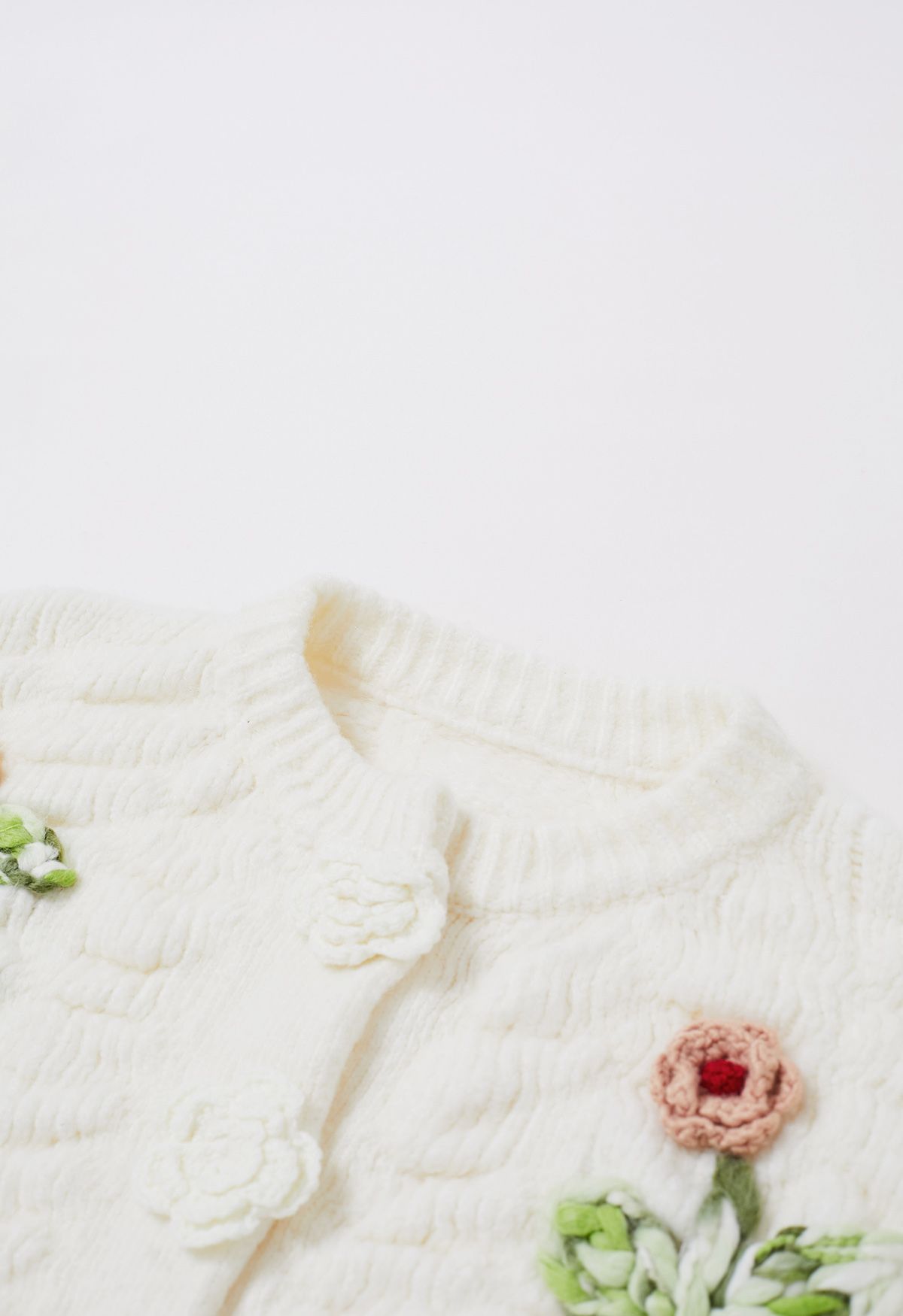 Dainty Stitch Flower Hand Knit Cardigan