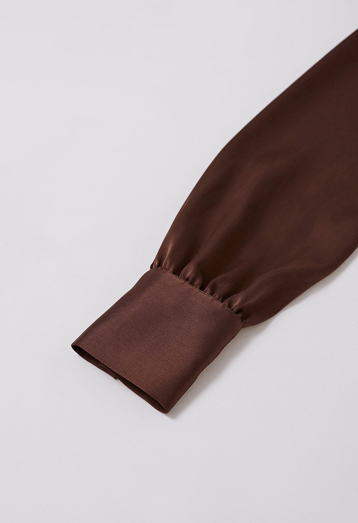 Tailored Chain Neck Satin Top in Brown