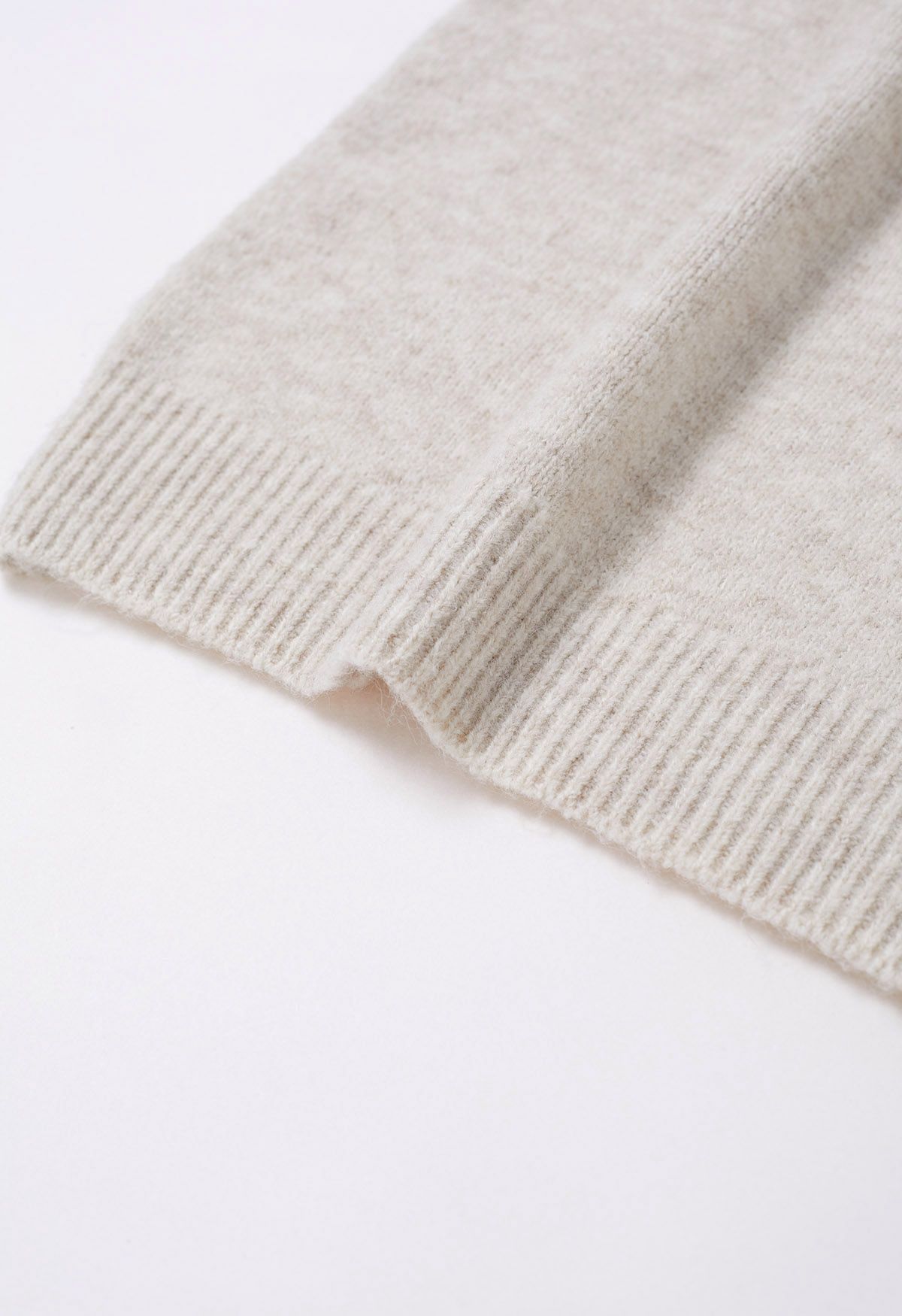 Bowknot Ribbon Pattern Ribbed Edge Knit Sweater