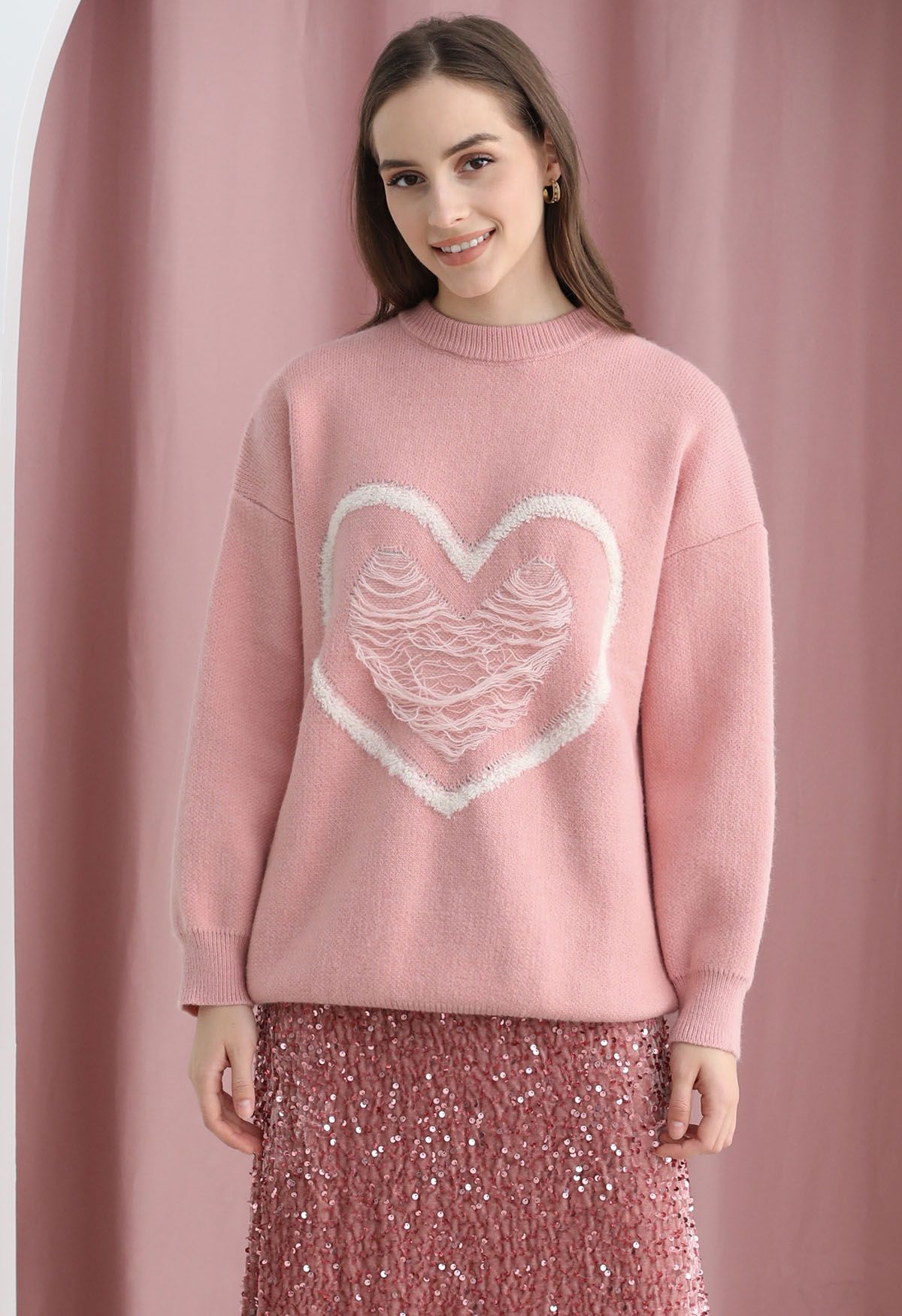 Pink ripped outlet sweater