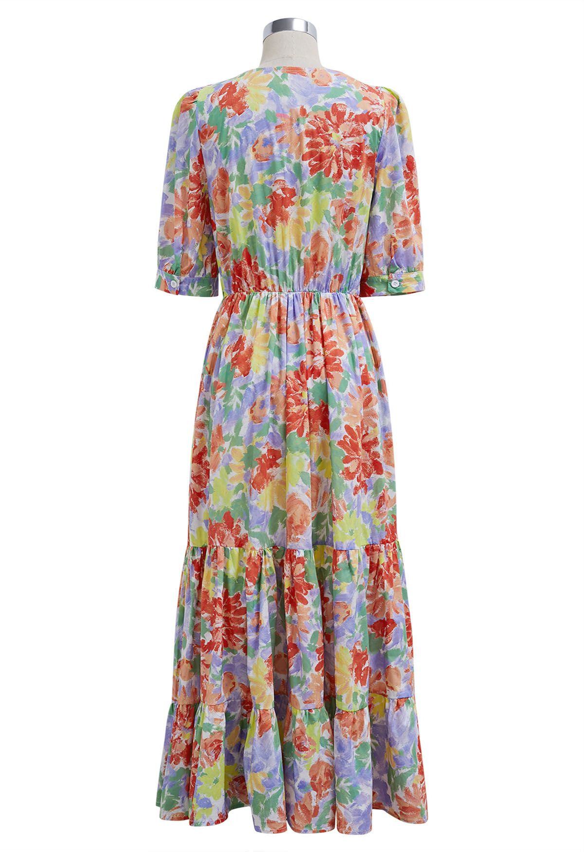 Summer Shine Floral Printed Frilling Wrapped Dress