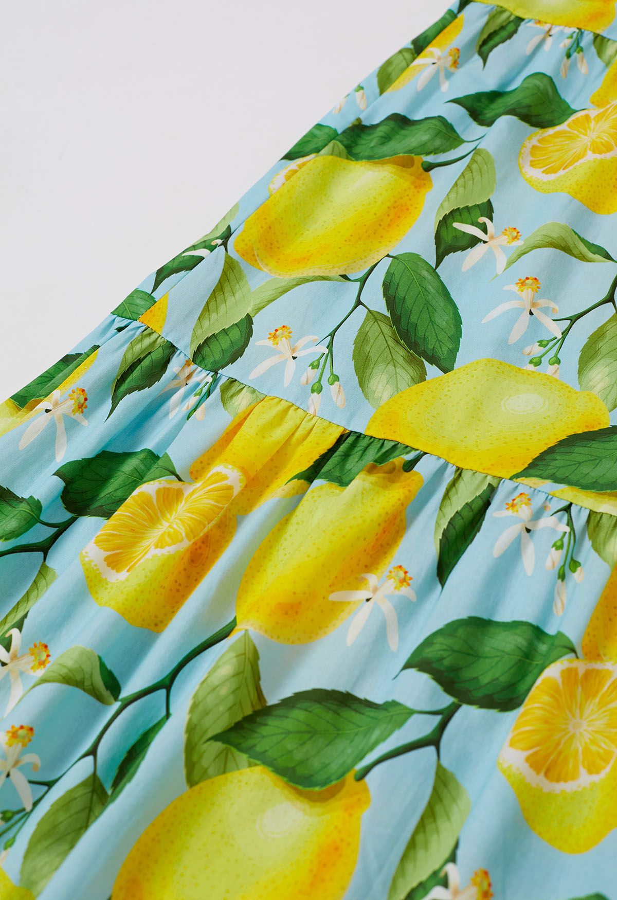 Zesty Yellow Lemon Printed Maxi Dress