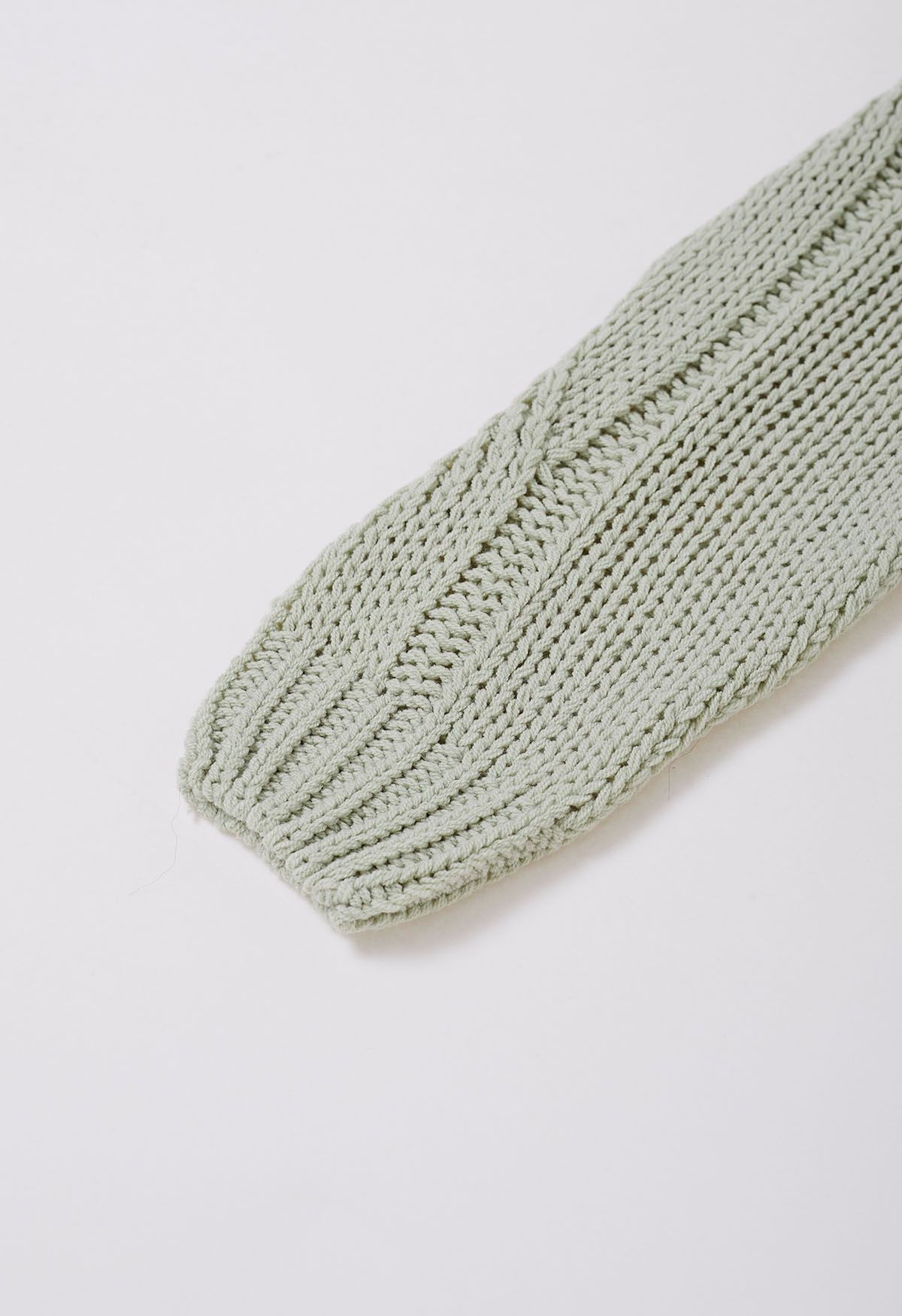 Casual Elegance Cable Knit Sweater in Pea Green
