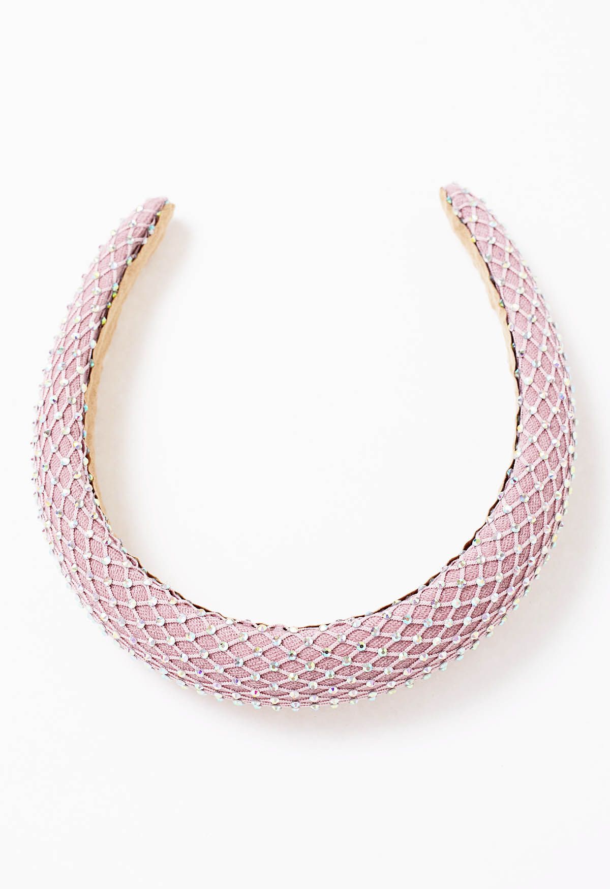 Rhinestone Reticulated Wide Edge Headband in Pink
