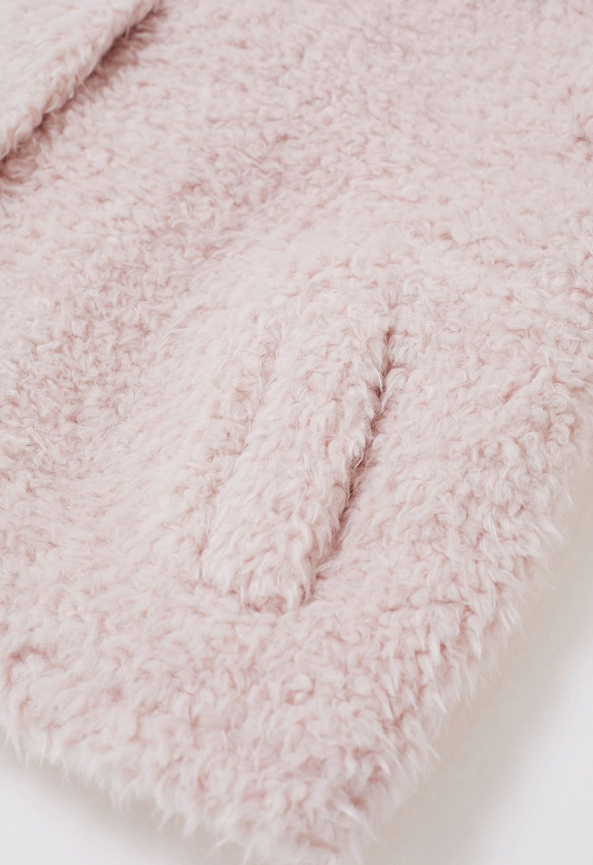 Cozy Collarless Faux Fur Coat in Light Pink
