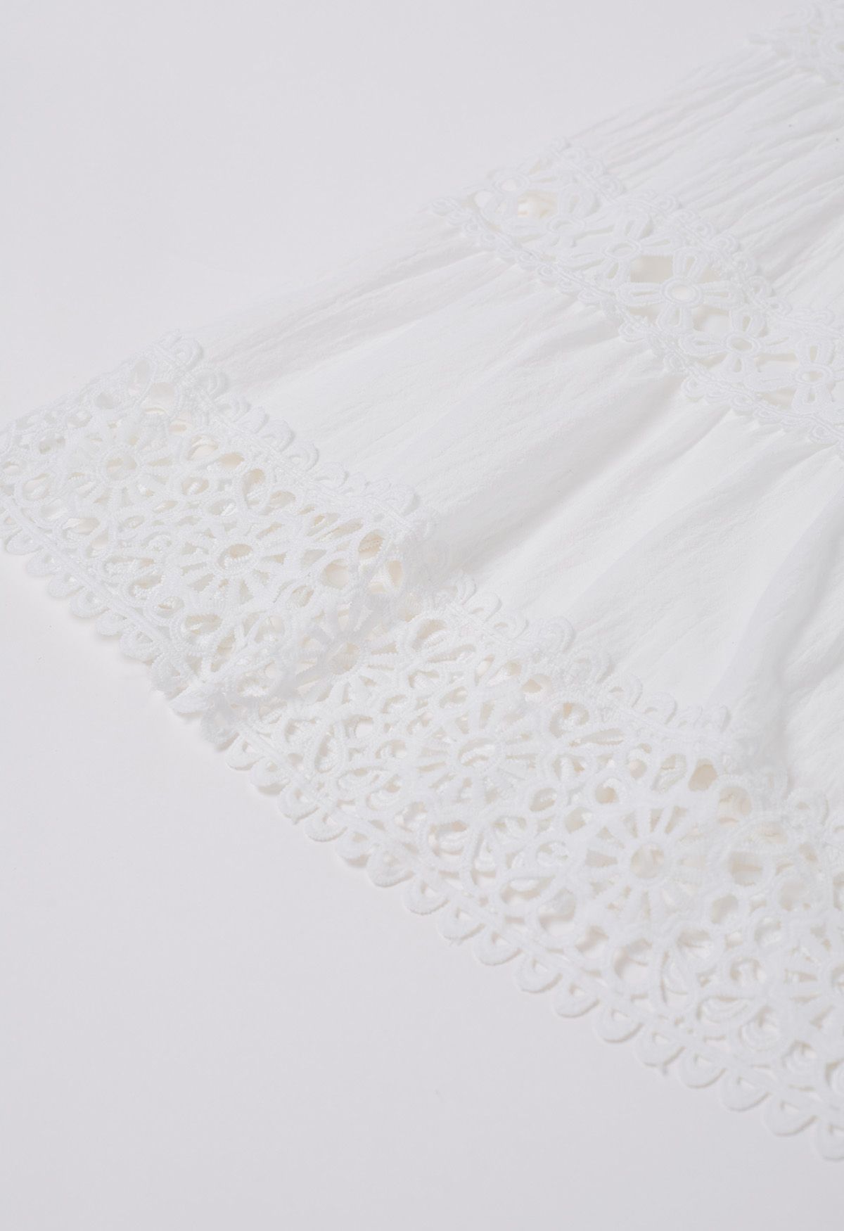 Geometric Lace Maxi Skirt in White