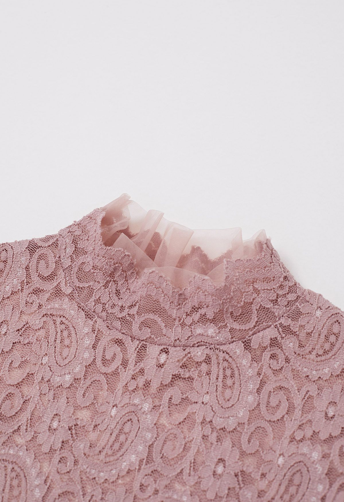 Paisley Full Lace Mesh Inserted Top in Pink