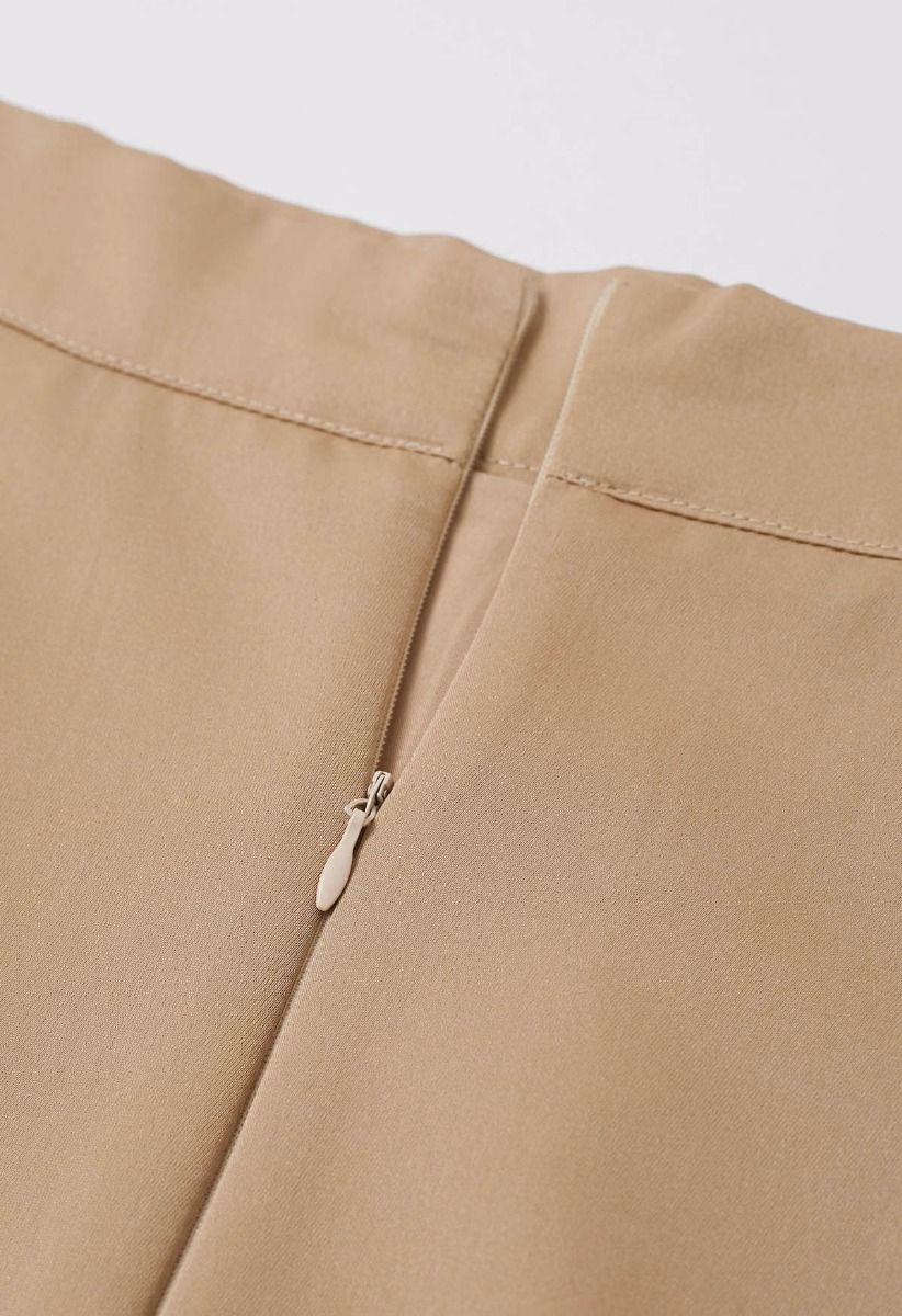 Timeless Elegance Satin A-Line Maxi Skirt in Tan