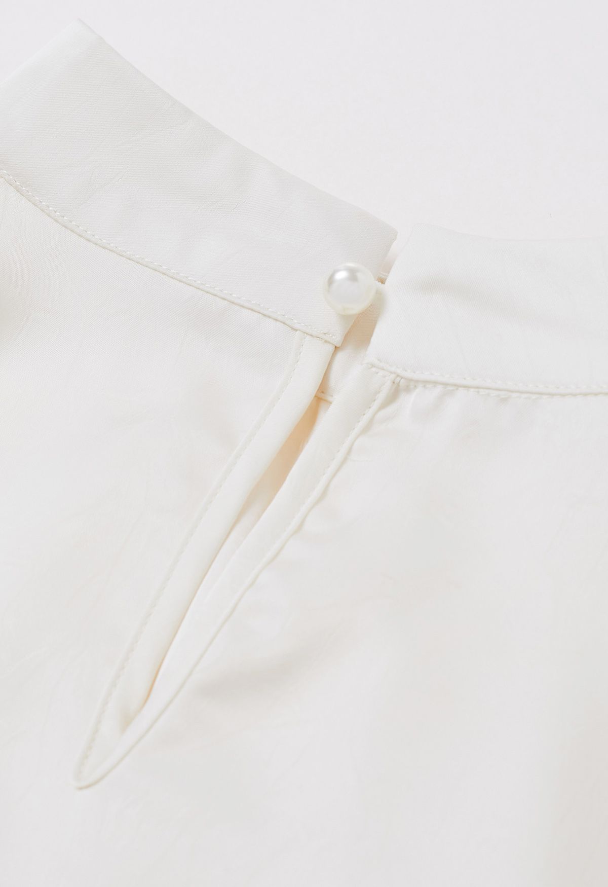 Tie Waist Bubble Sleeve Texture Top in Cream
