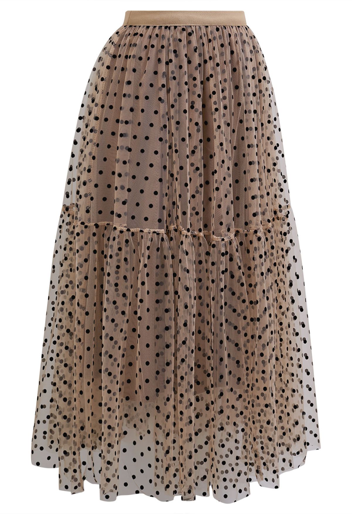 Can't Let Go Dots Mesh Tulle Skirt in Caramel