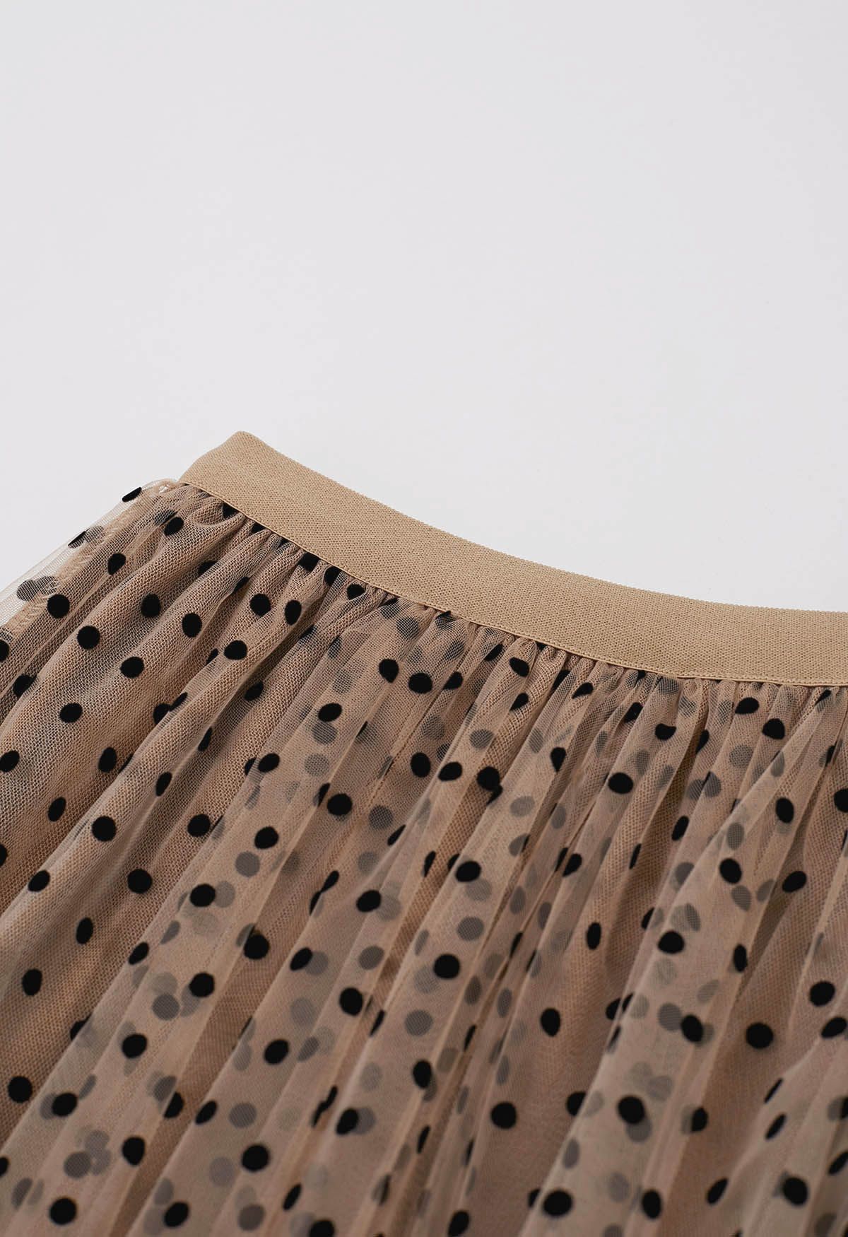 Can't Let Go Dots Mesh Tulle Skirt in Caramel