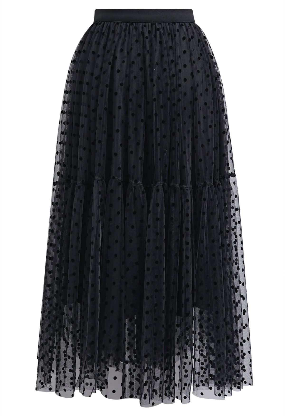 Can't Let Go Dots Mesh Tulle Skirt in Black