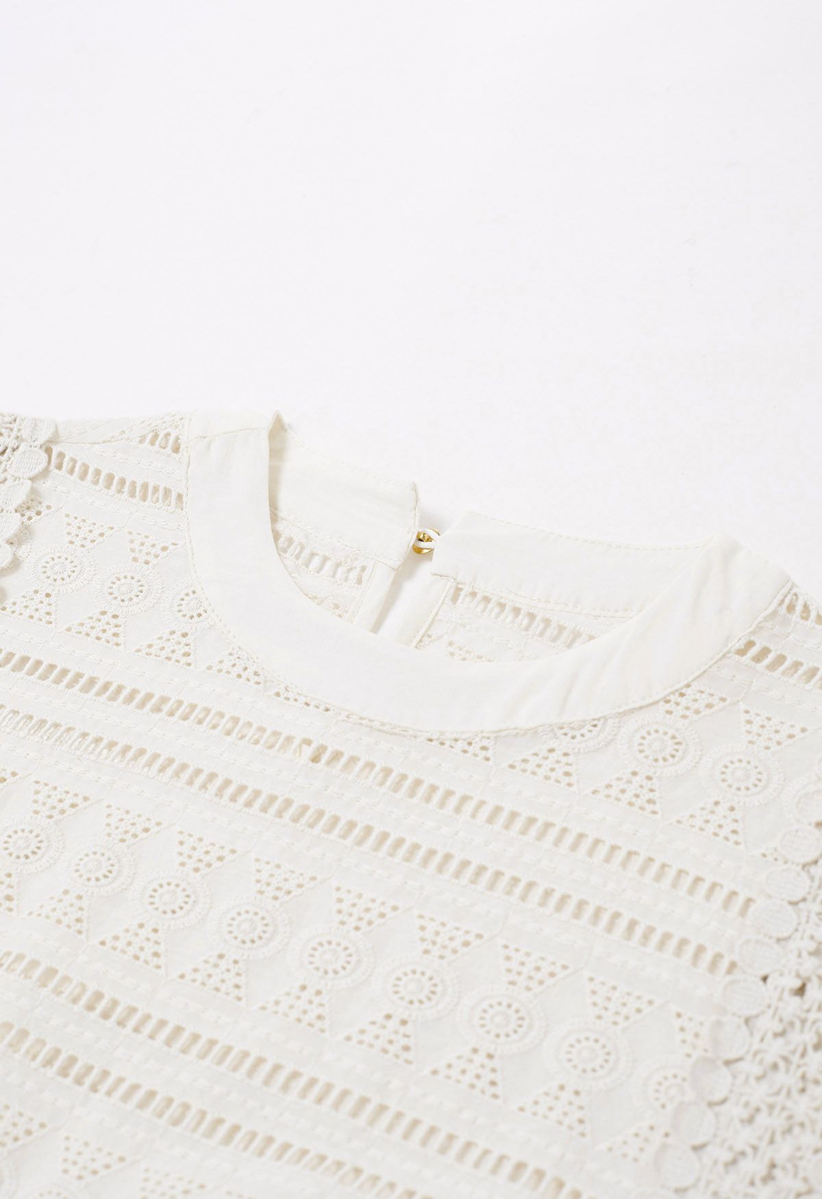 Allure in Eyelet Embroidered Peplum Top in Cream